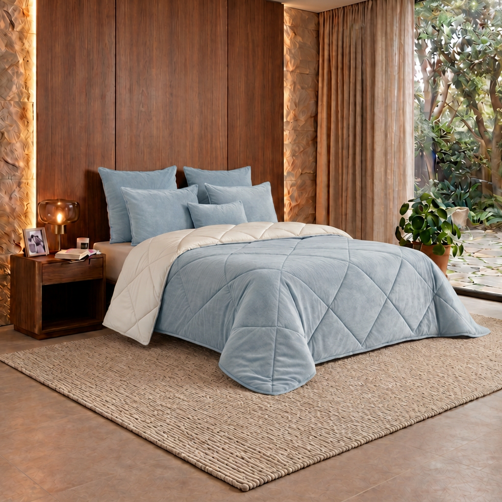 Conjunto de cama em azul claro