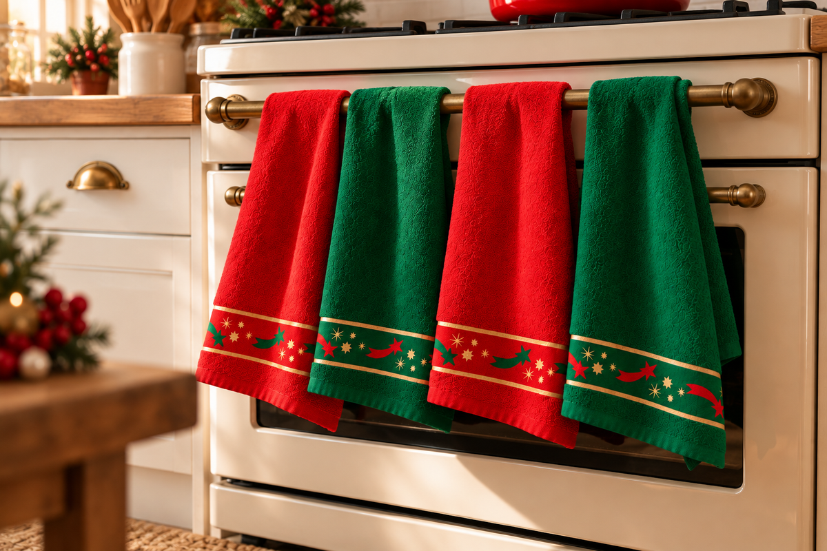 Paños de Cocina Navideños con Estrellas