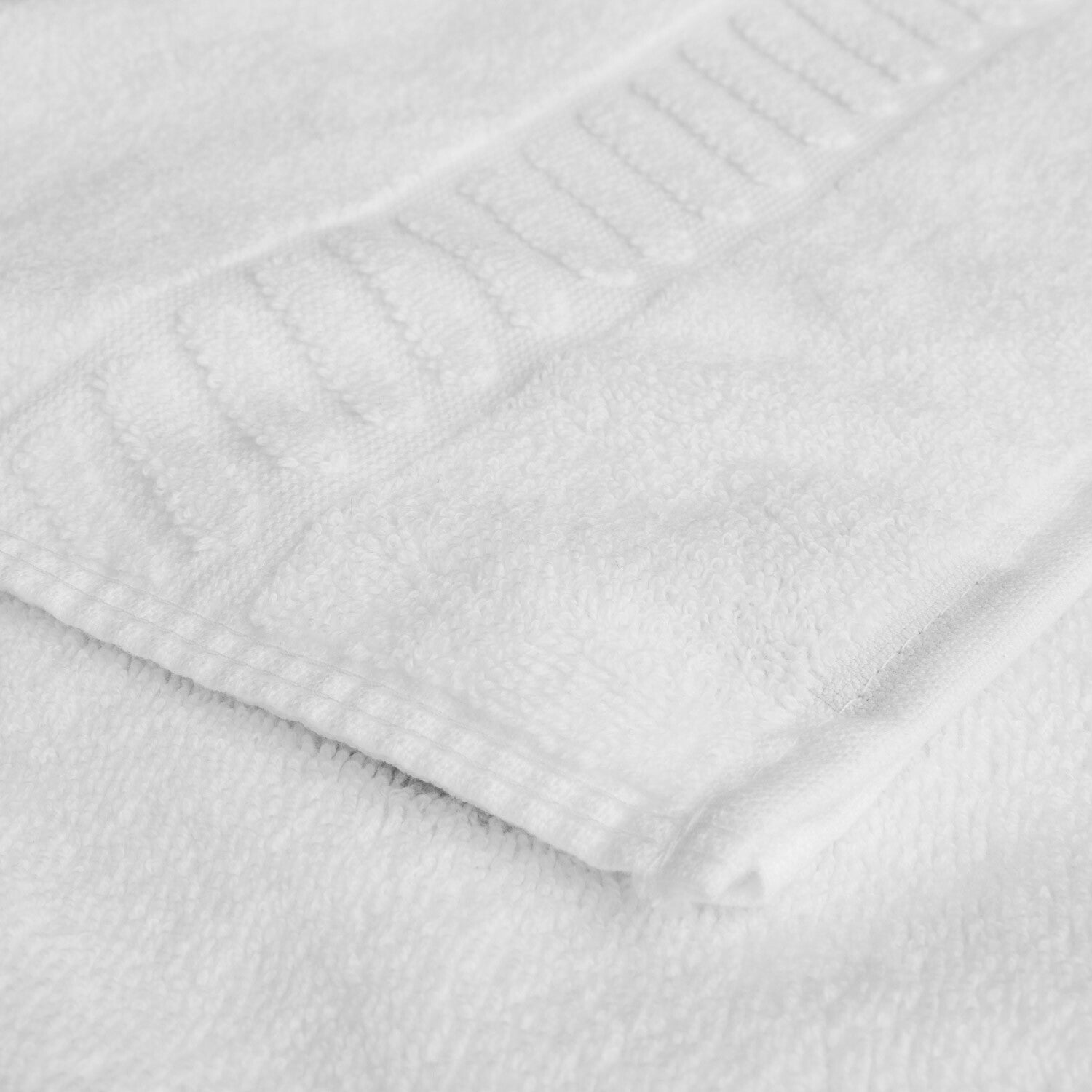 Toallas de hotel blancas con borde diagonal - Hilo de doble torsión