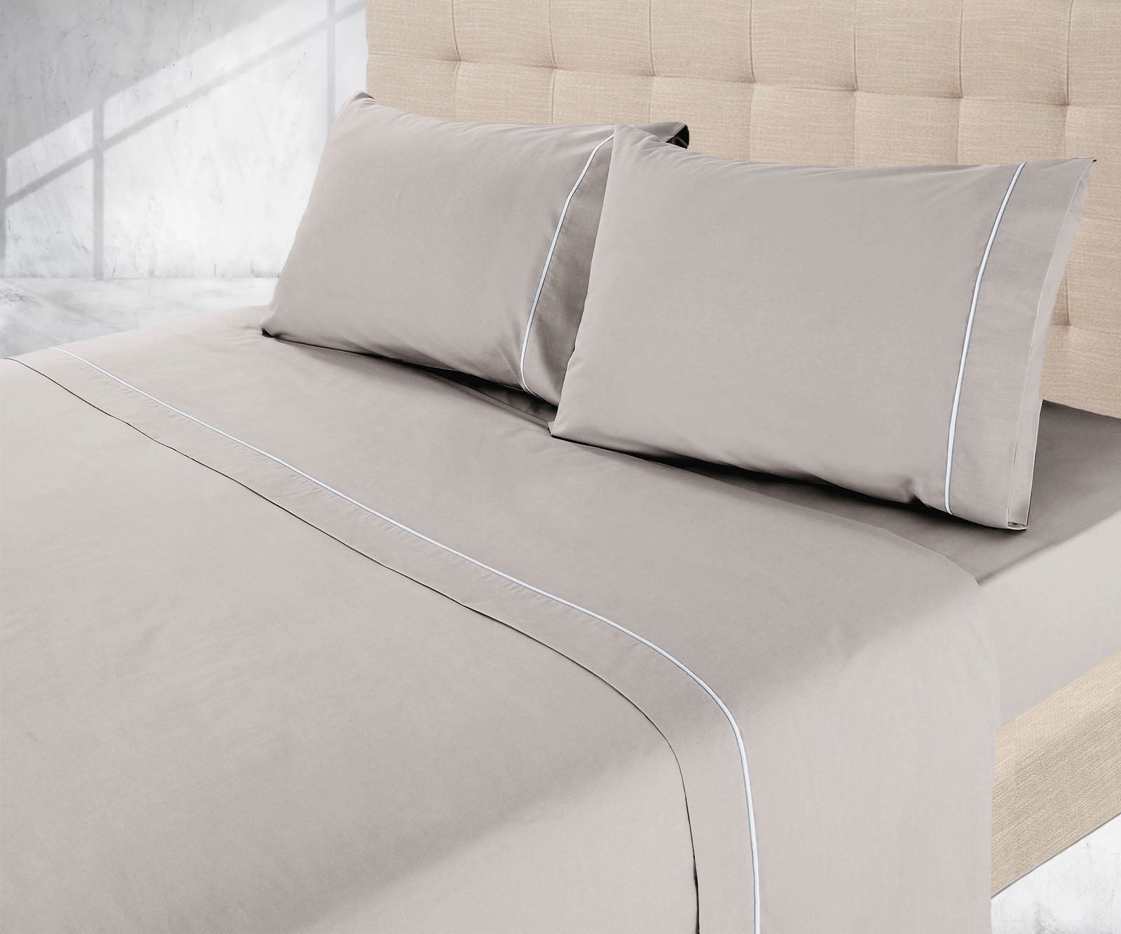 Sábanas lisas color topo 