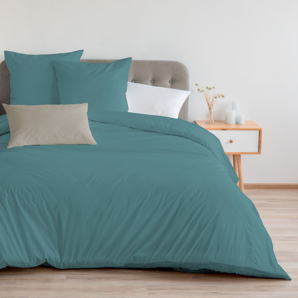 Funda nórdica y fundas de almohada azul verdoso 