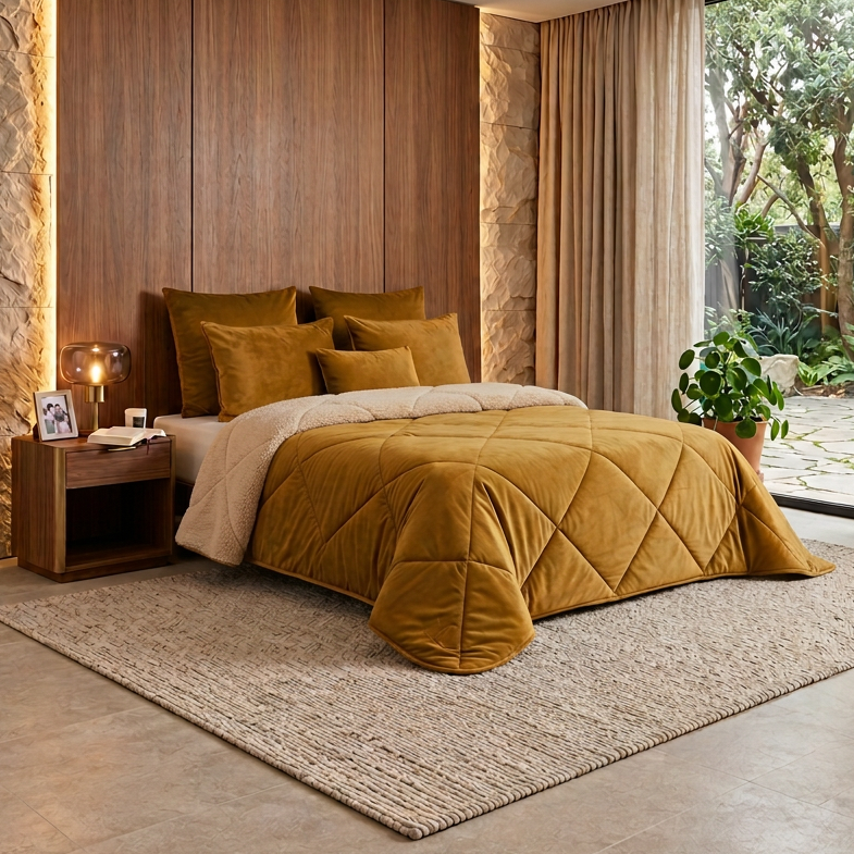 Quarto com forro de borrego bege
