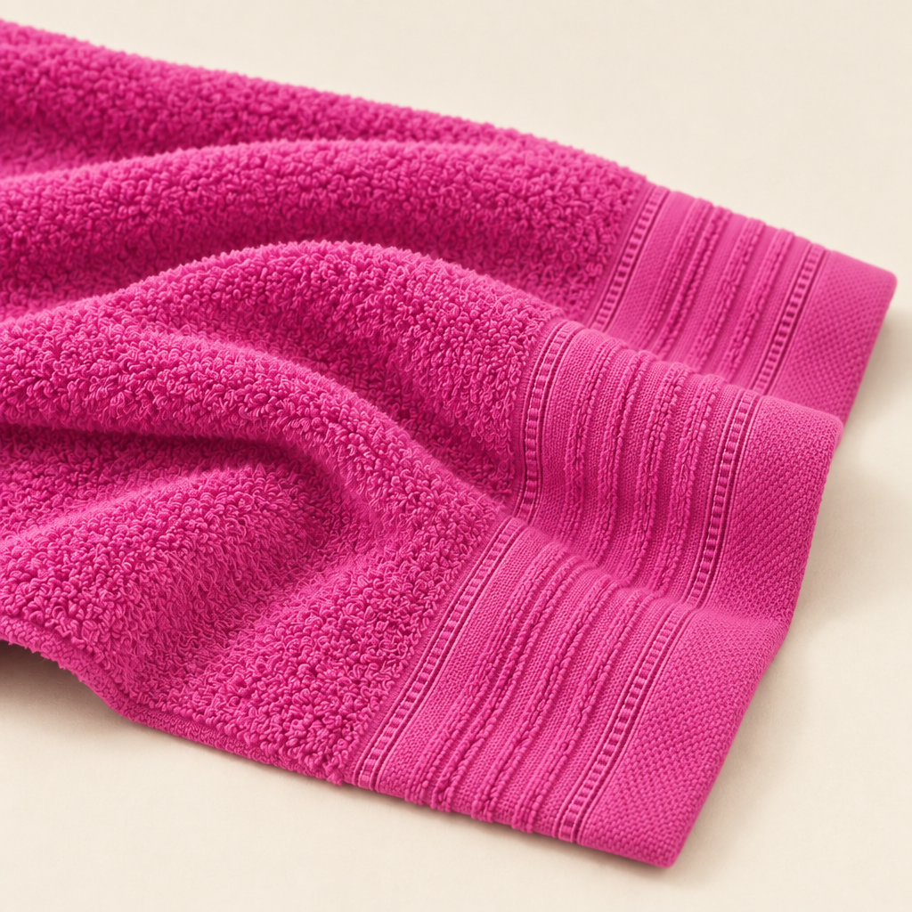 Toalha com dobra curva, rosa menos intenso