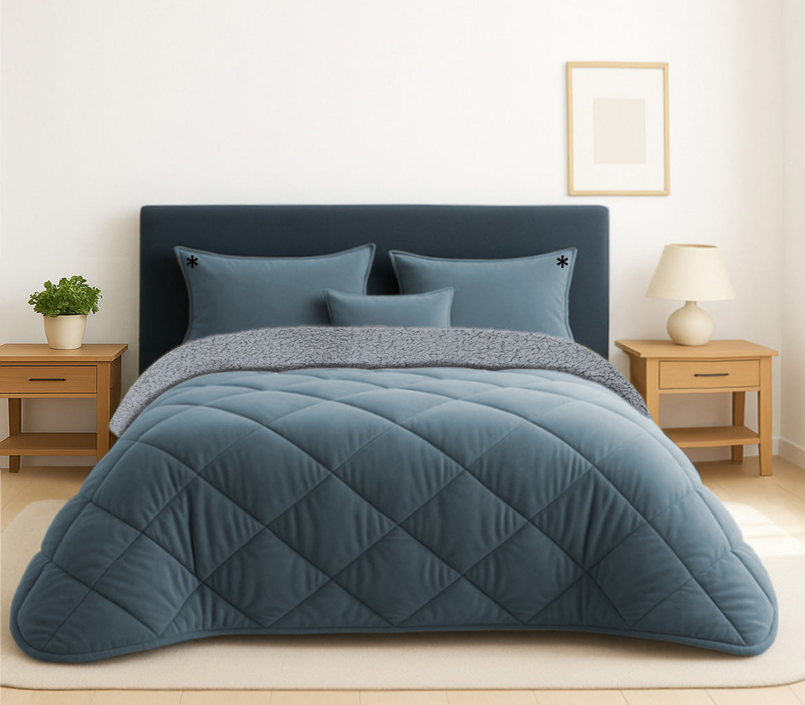 Edredón azul Velusoft de terciopelo y cordero