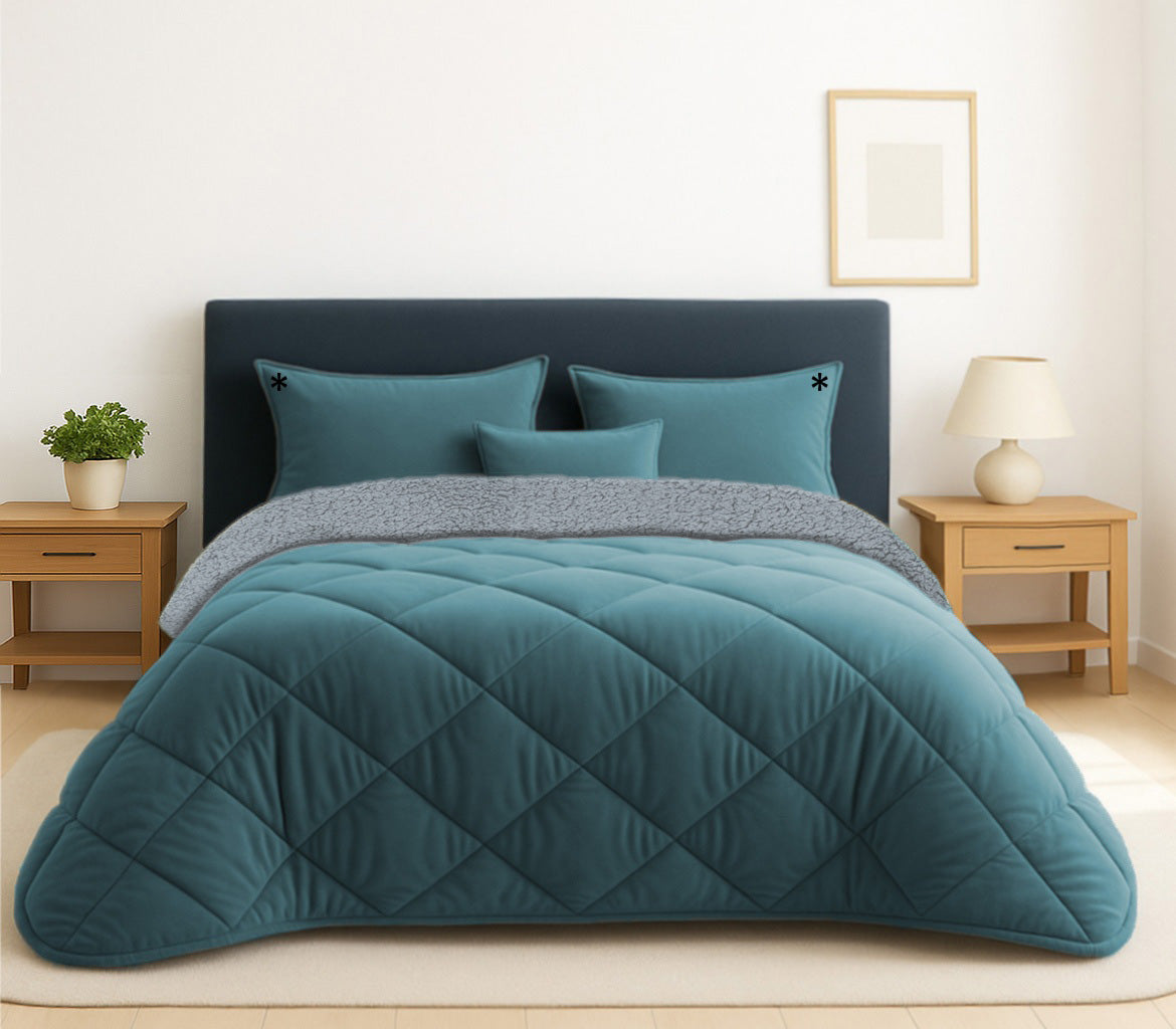 Edredón de terciopelo y piel de cordero Velusoft Petroleum