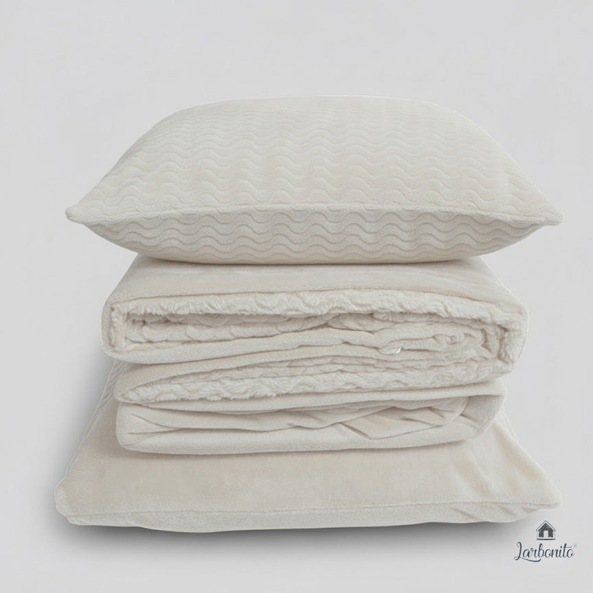 Juego de cama liso Coralina Zigzag Pearl