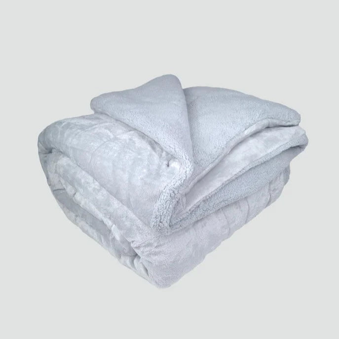 Edredom Pelo de Borrego Super Soft Cinza Prata