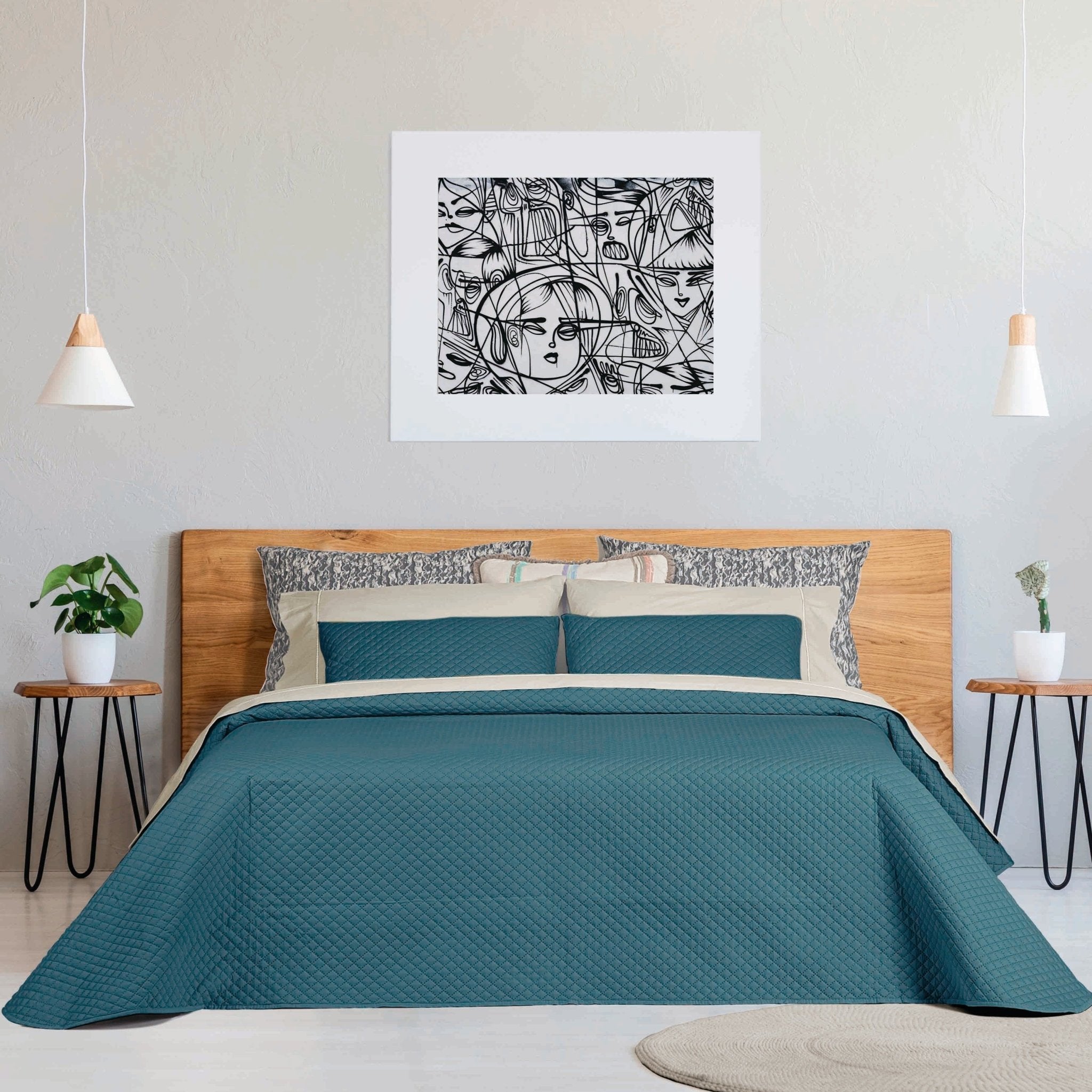 Colcha Troia 2 Azul Petróleo - Larbonito